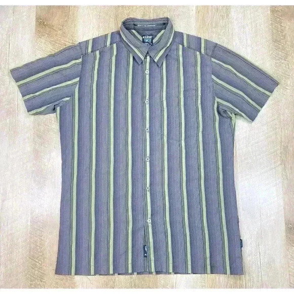 Kuhl Suncel Shirt Men’s Small Gray Vertical Stripe Metal Button-Up Outdoor - Picture 2 of 7